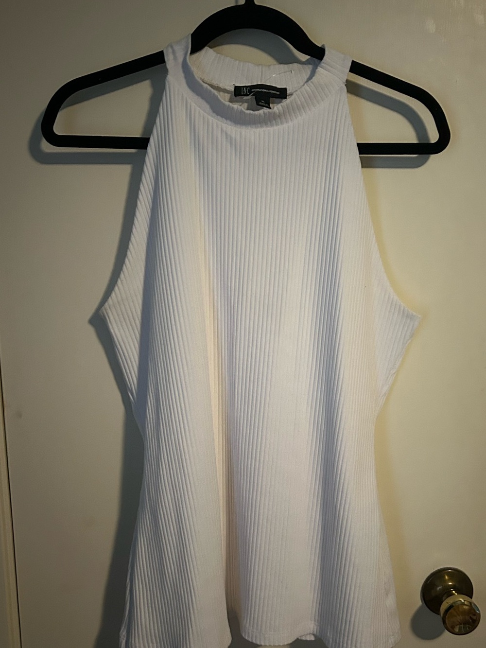 *3 for $10* INC International Concepts White Ribbed High-Neck Tank Top XL